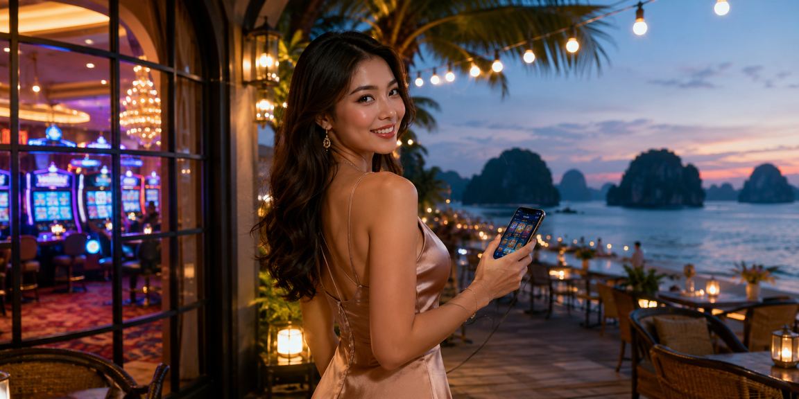 Người dùng Việt Nam truy cập casino trực tuyến trên điện thoại tại vịnh Hạ Long