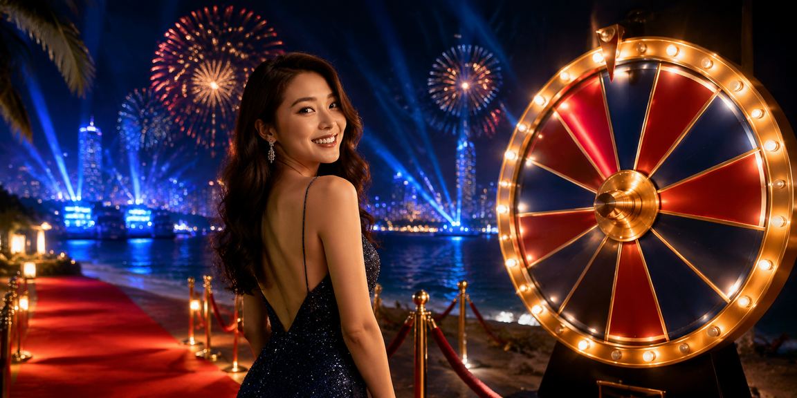 Bàn Roulette casino trực tuyến với khung cảnh bãi biển Vũng Tàu buổi tối